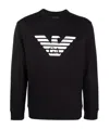 Emporio Armani Cotton Blend Crewneck Sweatshirt In Black