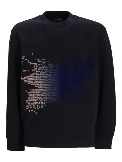 Emporio Armani Logo-print Cotton Sweatshirt In Blue