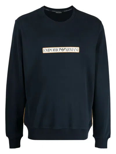 Emporio Armani Logo-print Cotton Sweatshirt In Blue