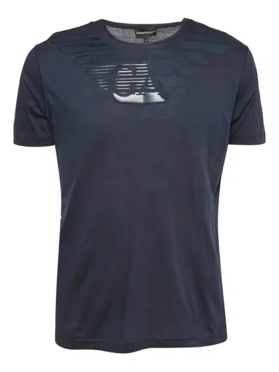 Pre-owned Emporio Armani Logo-print Cotton T-shirt In Blue