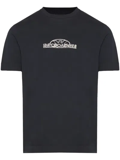 Emporio Armani Logo-print Cotton T-shirt In Blue