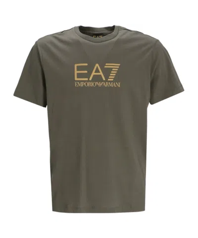 Emporio Armani Logo-print Cotton T-shirt In Green