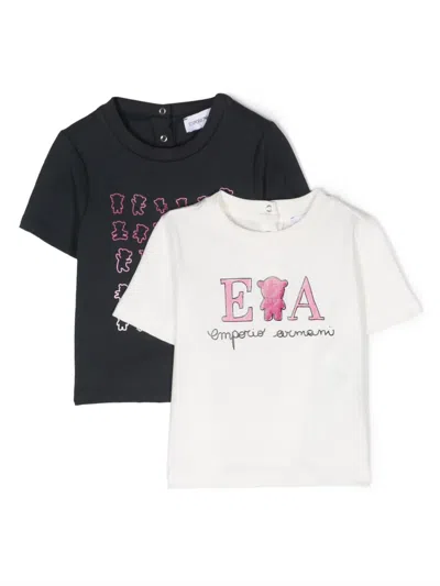 Emporio Armani Babies' Logo-print Cotton T-shirt (pack Of Two) In Blue