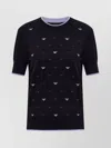 Emporio Armani Jumper With All-over Micro Eagle Embroidery In Multi