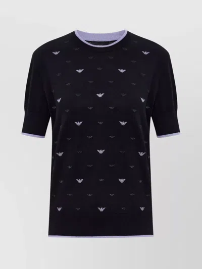 EMPORIO ARMANI LOGO PRINT CREW NECK KNIT SWEATER