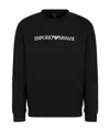 Emporio Armani Cotton Blend Crewneck Sweatshirt In Black
