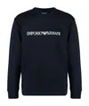 Emporio Armani Cotton Blend Crewneck Sweatshirt In Black