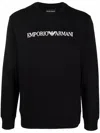 Emporio Armani Cotton Blend Crewneck Sweatshirt In Black