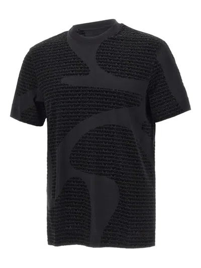Emporio Armani Logo-print Crew-neck T-shirt In Black