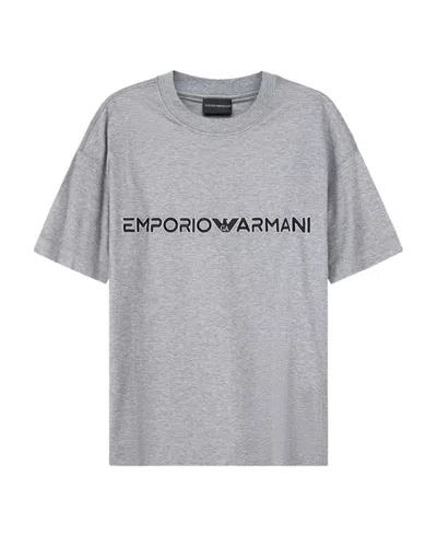 Emporio Armani Logo-print Crew-neck T-shirt In Gray
