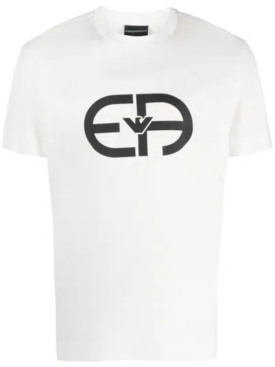 Emporio Armani Logo-print Crew-neck T-shirt In White