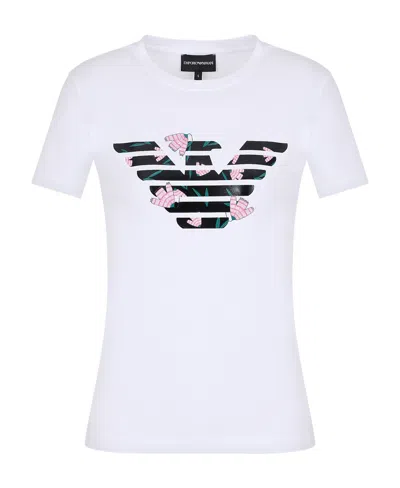 Emporio Armani Logo-print Crew-neck T-shirt In White