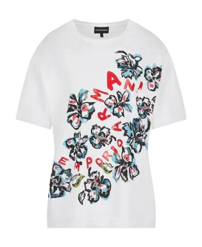 Emporio Armani Logo-print Crewneck T-shirt In Multicolor