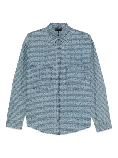 Emporio Armani Logo-print Denim Shirt In Multi