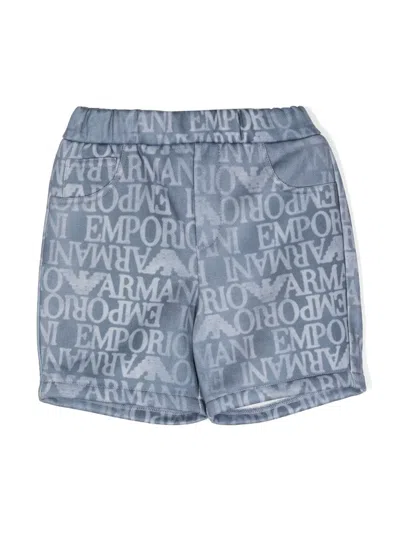 Emporio Armani Babies' Logo-print Denim Shorts In Blue