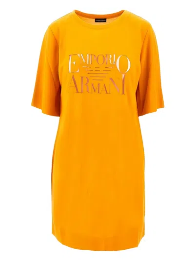 Emporio Armani Logo-print Dress In Yellow