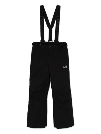Emporio Armani Kids' Logo-print Dungarees In Black