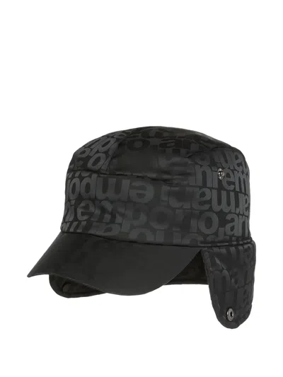 Emporio Armani Kids' Logo-print Ear-flap Hat In Black