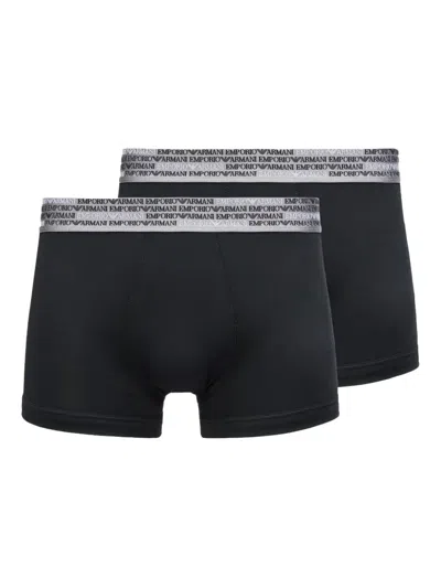 Emporio Armani Logo-print Elasticated-waist Boxers (pack Of Two) In Black