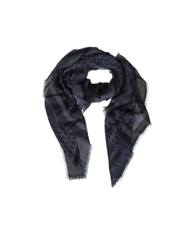 Emporio Armani Logo-print Fringed Scarf In Black
