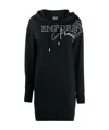 Emporio Armani Logo-print Hooded Longline Sweatshirt In Black