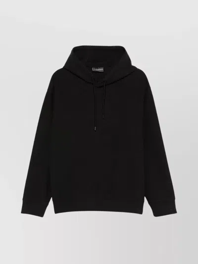 Emporio Armani Logo Print Hooded Sweater In Black