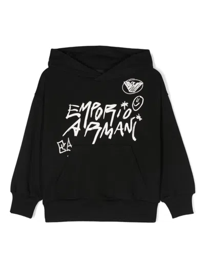 Emporio Armani Kids' Logo-print Hoodie In Black