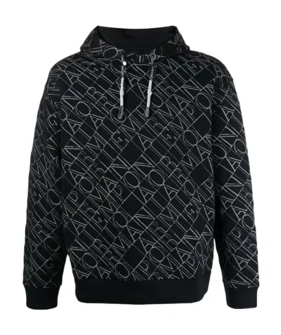 Emporio Armani Logo-print Hoodie In Black