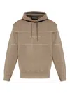 Emporio Armani Double Jersey Hoodie With 3d Logo In Neutral