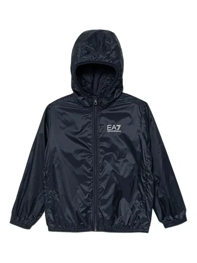 Emporio Armani Kids' Logo-print Jacket In Blue