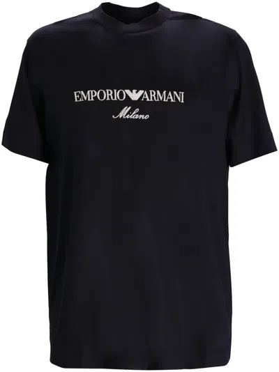 Emporio Armani Logo-print Jersey T-shirt In Black