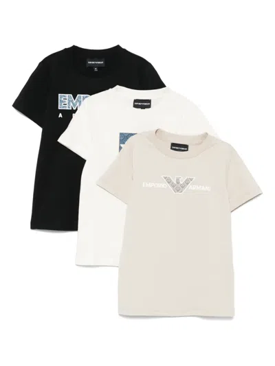 Emporio Armani Kids' Logo-print Jersey T-shirt (pack Of Three) In Black
