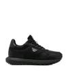 Emporio Armani Asv Recycled Nylon Sneakers With Regenerated Saffiano Details In Black