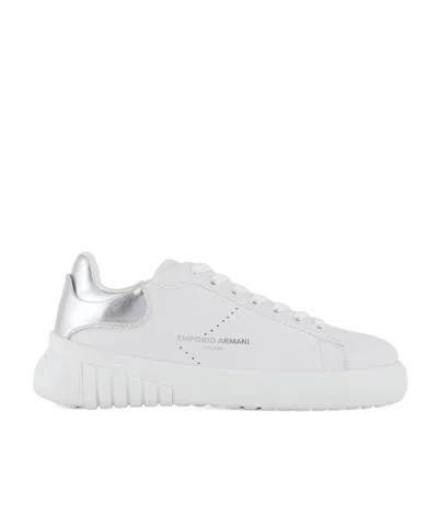 Emporio Armani Logo-print Lace-up Sneakers In White