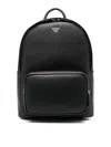 Emporio Armani Asv Regenerated Saffiano Leather Round Backpack With Eagle Plate In Black