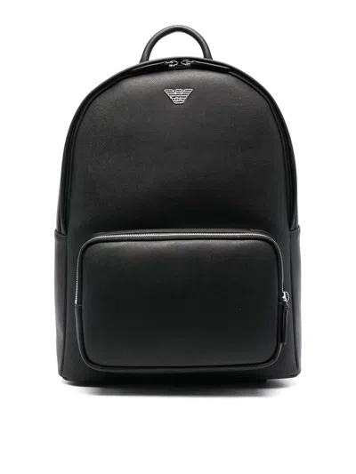 EMPORIO ARMANI LOGO-PRINT LEATHER BACKPACK