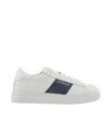 Emporio Armani Calf Leather Grained Texture Sneakers In White