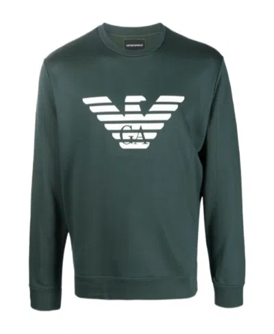 Emporio Armani Logo-print Long-sleeve Sweatshirt In Green