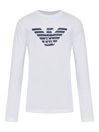 Emporio Armani Logo-print Long-sleeve T-shirt In White