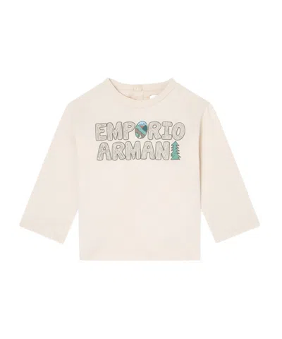 Emporio Armani Logo-print Long-sleeve T-shirt In Brown