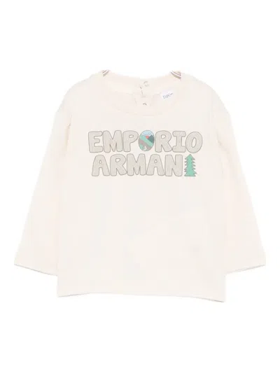 Emporio Armani Babies' Logo-print Long-sleeve T-shirt In Pink