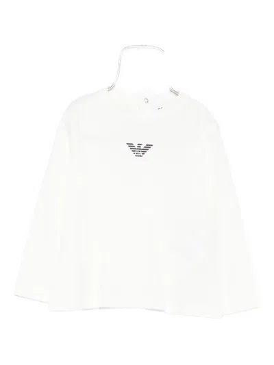 Emporio Armani Babies' Logo-print Long-sleeve Top In White