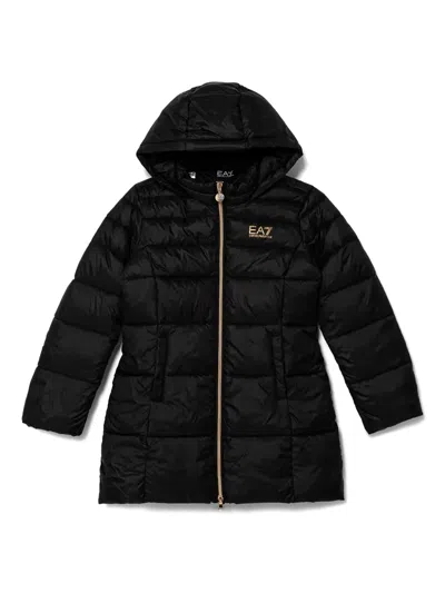Emporio Armani Kids' Logo-print Padded Jacket In Black