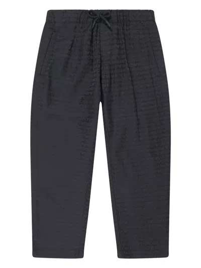 Emporio Armani Kids' Logo-print Pattern Trousers In Blue