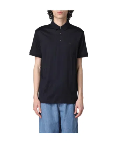 Emporio Armani Logo-print Polo Shirt In Black