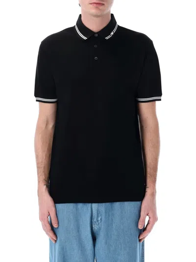 Emporio Armani Polo Shirt Cotton Tipped Collar Detail In Black