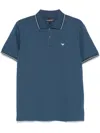 Emporio Armani Logo Cotton Polo Shirt In Blue