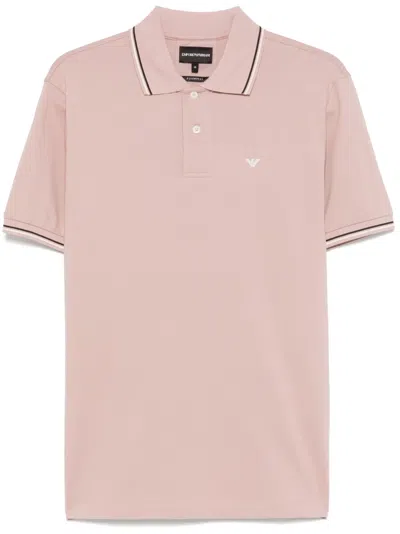 Emporio Armani Logo-print Polo Shirt In Pink