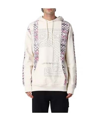 Emporio Armani Logo-print Pullover Hoodie In White