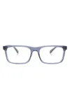 Emporio Armani Polished-effect Rectangle-frame Glasses In Blue